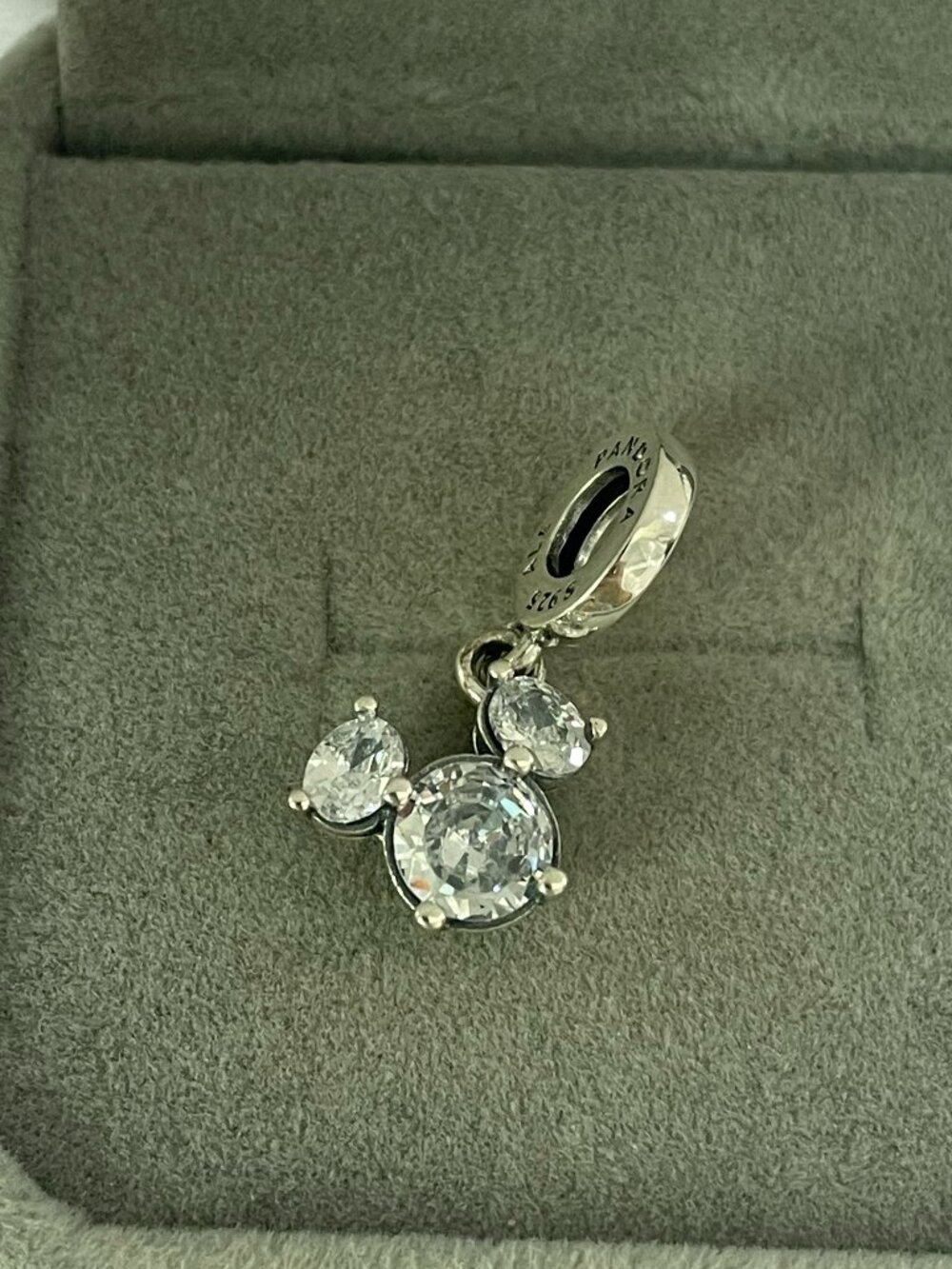 Pandora Disney Mickey Mouse Sparkling Head Silhouette Dangle Charm